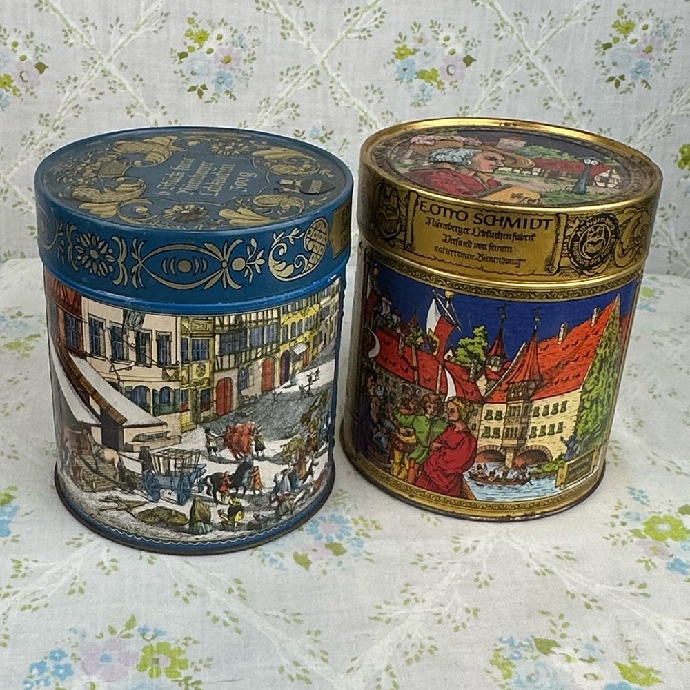 Vintage German Schmidt Biscuit Cookie Canister Tins